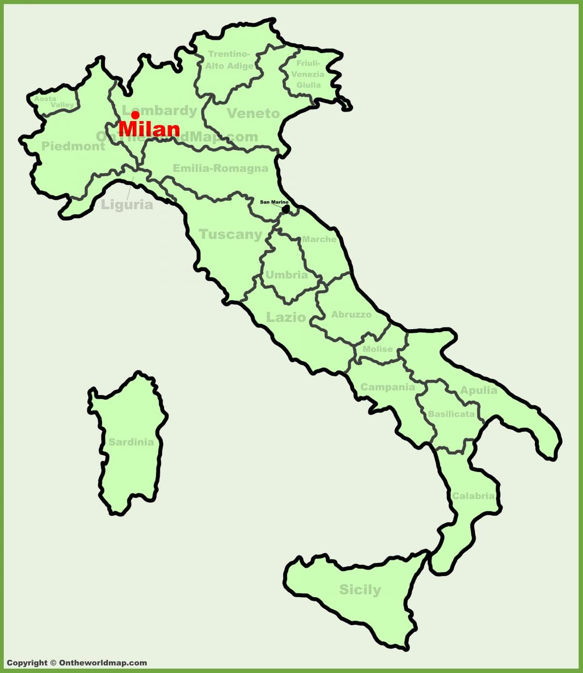 kaart van italië wat milaan