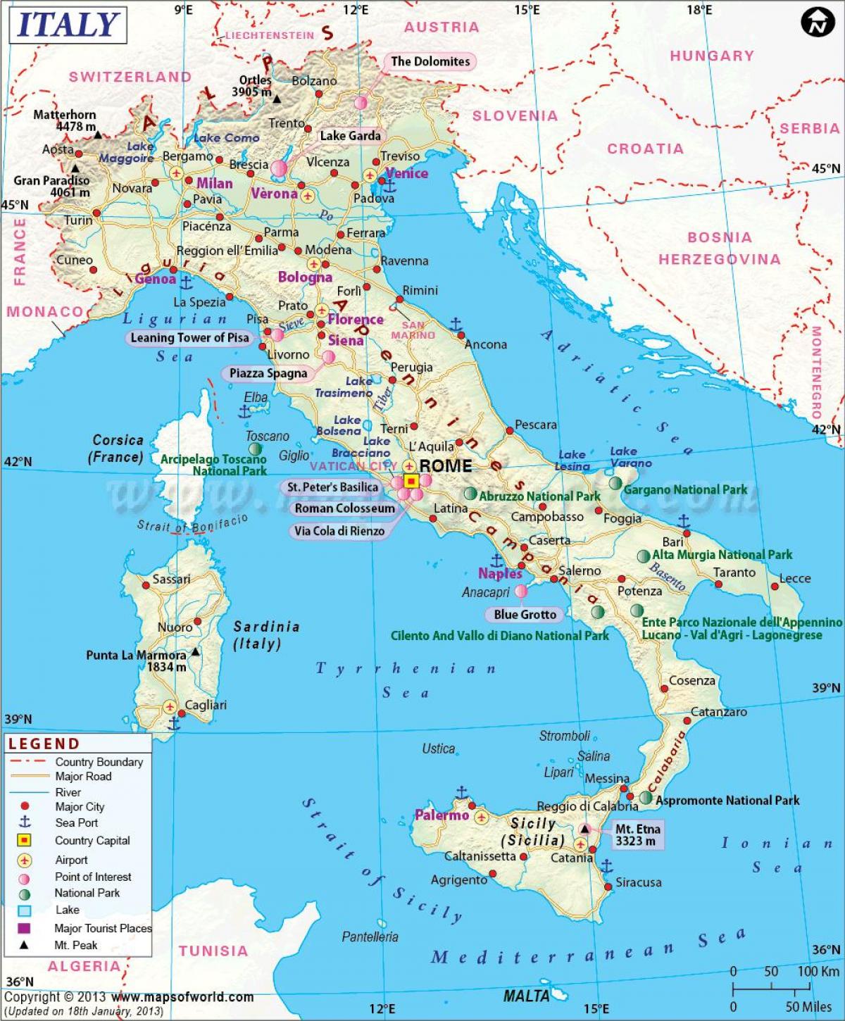 kaart van milaan en die omliggende gebied