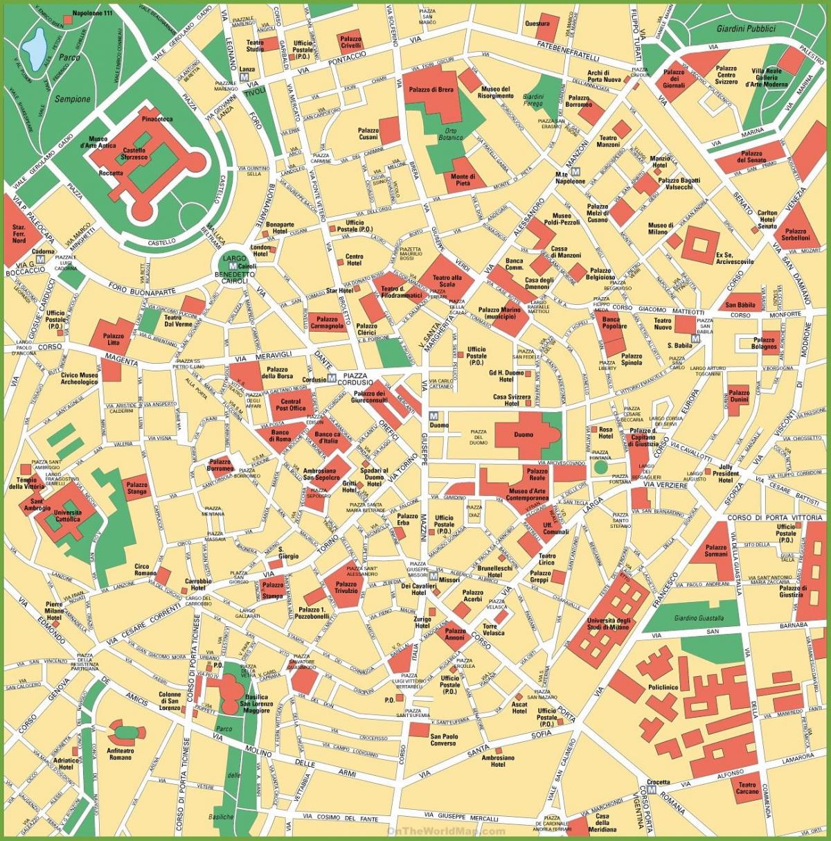 stad kaart van milaan, italië