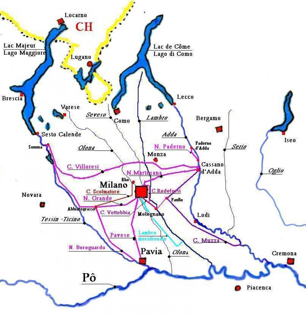 kaart van milaan navigli distrik