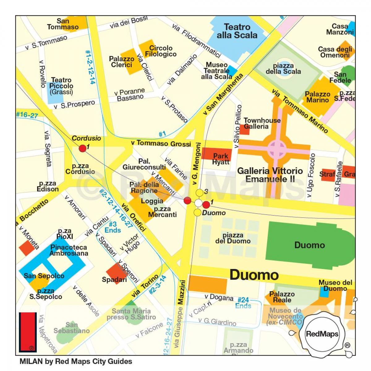 kaart van milaan shopping straat