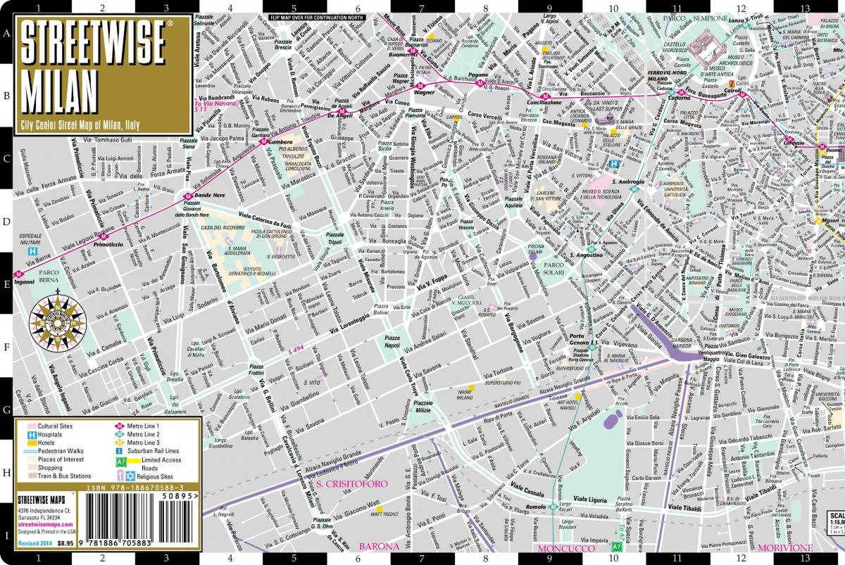 straat kaart van milan city centre