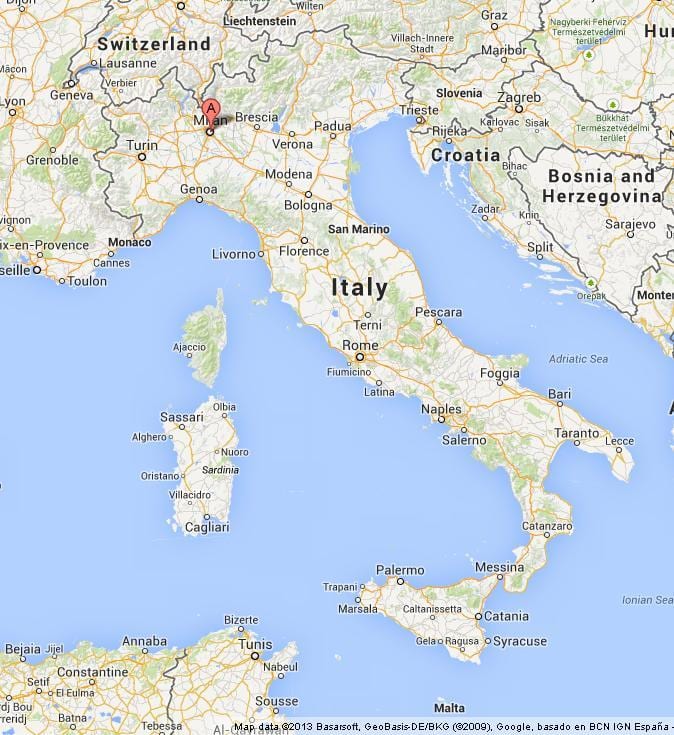 milan in die wêreld kaart