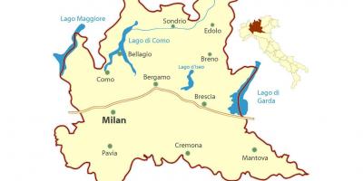 Kaart van milaan en lombardy